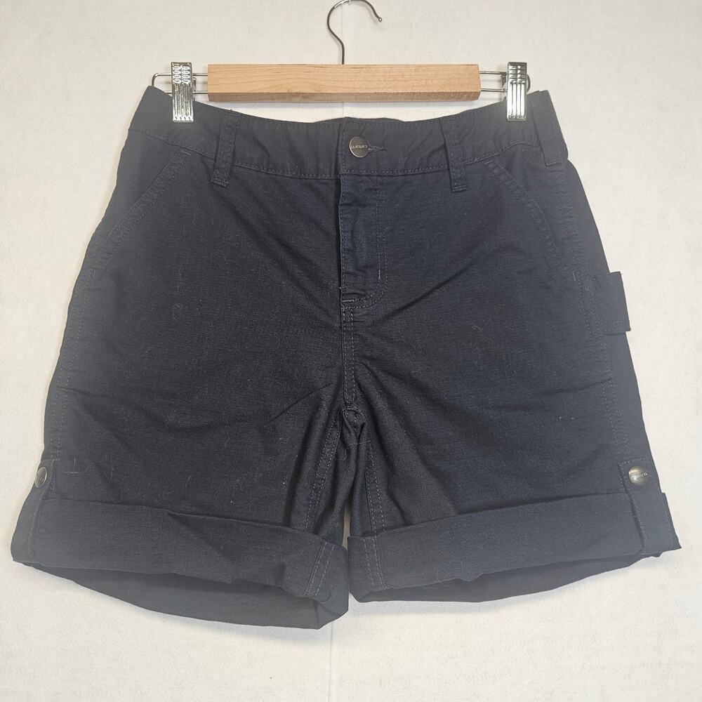 Carhartt Women's Black Canvas Shorts Size 2 Original Fit Work Utility Hiking